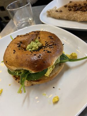 tofu scrambled bagel   at Pipoca Vegan in South West London