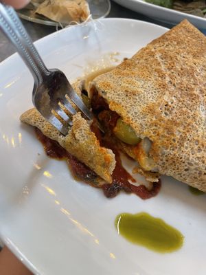 Inside El Pesto galette  at Pipoca Vegan in South West London