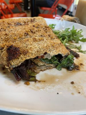 Inside Dujhan galette  at Pipoca Vegan in South West London