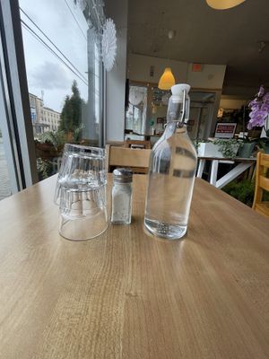 Water on the tables  at The Green Door in Ottawa