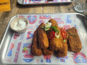Dragon spice seitan wings with vegan mayo at Brewdog in Cardiff