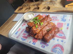 Buffalo seitan wings with vegan mayo at Brewdog in Cardiff