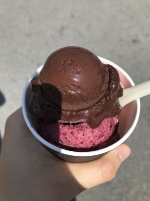 Chocolate and some fruitier stuff ;) at Eiscafe Dolomiti in Konstanz