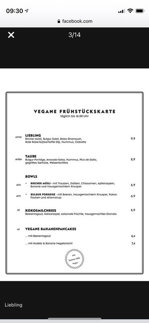 Frühstückskarte bis 16.00  at Liebling in Vienna