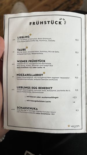 frühstückskarte 1  at Liebling in Vienna