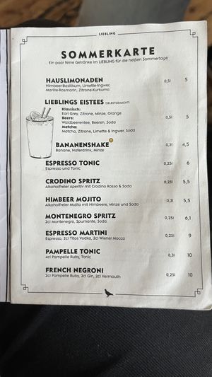 sommerkarte  at Liebling in Vienna