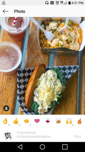 Vegan lobster roll at Knifey Spooney in Kingston