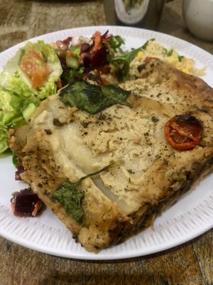 Vegan Lasagna and salad.  at La Duchesse in North London