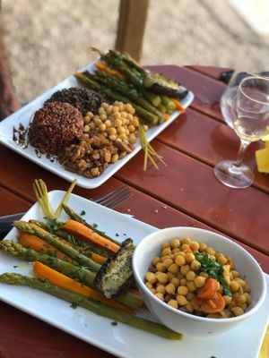 Two vege main courses in June 2022 at Le Comptoir Nature in Le Somail