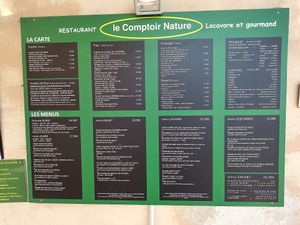 Menus (August 2018) at Le Comptoir Nature in Le Somail
