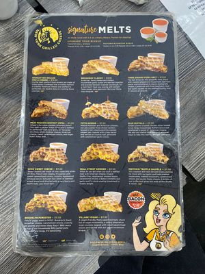 Front of menu at New York Grilled Cheese in Wilton Manors