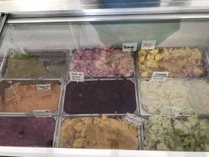 Sorbet flavours including passion fruit, mango, tropical, red wine and soursop at Pola Gelato Shop in Merida