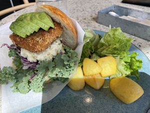 The avocado bagel sandwich of "fish" fly!🥑  at Cosme Kitchen Adaptation in Osaka