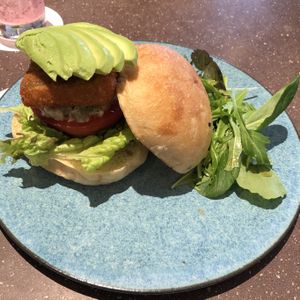 Non fish vegan burger  at Cosme Kitchen Adaptation in Osaka