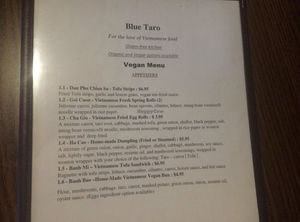 Menu 2021  at Blue Taro in Rochester
