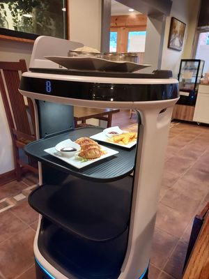 Robot with appetizers  at Blue Taro in Rochester