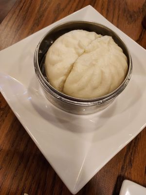 Housemade vege bun. Don't eat the paper! at Blue Taro in Rochester