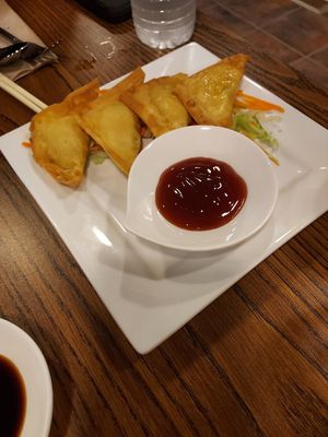 Vegan crab rangoon at Blue Taro in Rochester