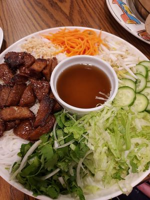 Vermicelli noodle salad with vegan beef at Blue Taro in Rochester