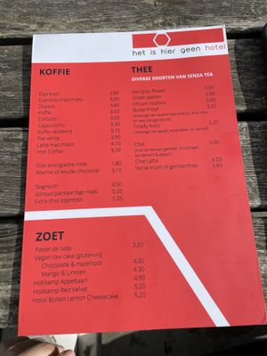 Menu   at Hotel Buiten in Amsterdam