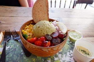 Salad bowl w/ avocado hummus. at Bad Farmer's in Seoul