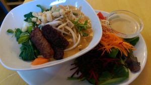 Buddha bowl with tempeh and peanut sauce at Perfection - Satisfaction - Promise in Ottawa
