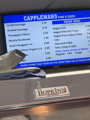 Menu  at Capplemans Fish and Chips in Scarborough