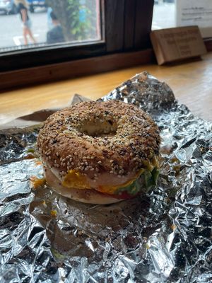 Breakfast Bagel with Veggie Sausage   at Bagels Plus in Conway