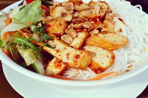 vegan rice noodle salad with tofu  at Caphe Phin in Berlin