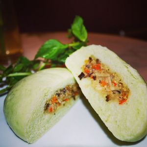 banh bao chay 100% vegan and homemade at Caphe Phin in Berlin