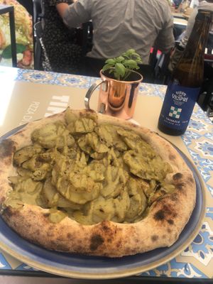 Potato’s and pistachio dressing x   at Timilia in Palermo