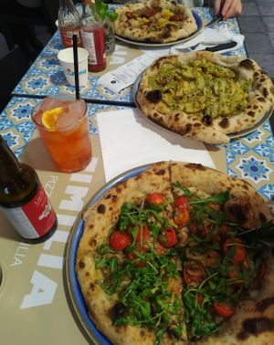 three vegn pizza options at Timilia in Palermo
