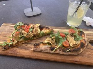 Slices of vegan pizza   at Timilia in Palermo