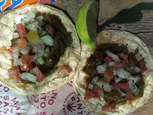 Tacos with Mexican cactus  at Mano de Santo in Sevilla