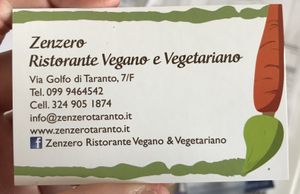 Card at Zenzero in Taranto