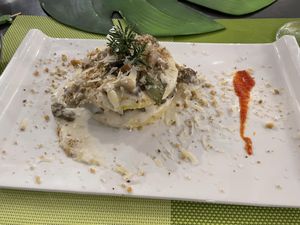 Vegan polenta with mushroom  at Zenzero in Taranto