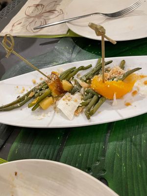 Greens with vegan pecorino and peppers at Zenzero in Taranto