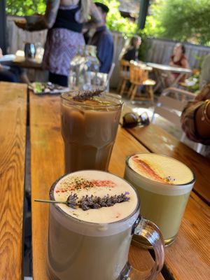 Iced oat milk coffee, Matchalicious, Imperial Sunrise  at Charlotte & The Quail in Victoria