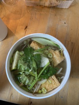 PHO with tofu and vegetables and rice ribbon noodles  at Nammi in Berlin