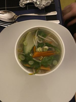 soup with vegetables and tofu bags (wan tan) at Nammi in Berlin