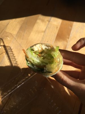 the inside of a vegan summer role at Nammi in Berlin