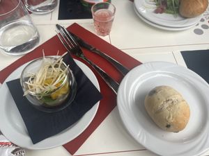 appetizer and olive breadd  at Ad Forum in Aosta