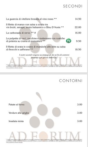 Secondo vegan at Ad Forum in Aosta