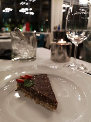 Vegan dessert '15 Moskovska Street'.  at Leonardo Restaurant  in Bansko