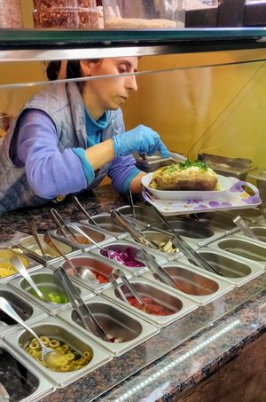 Choice of toppings at Kumpir The Happy Potato in Luxembourg City