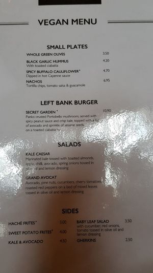 Vegan menu at Haché Burgers in South West London
