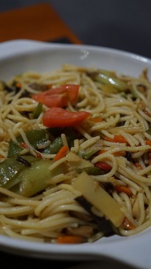 Pasta with veggies at Spacos in Vila Praia De Ancora