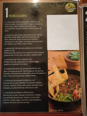 Menu 1 at Armonia in La Paz