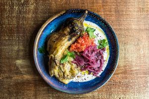 Aubergine plate at Melabes in West London