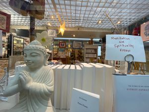 There’s a small shop of mindful items within the glazed structure at Peace-Garden in Ottawa